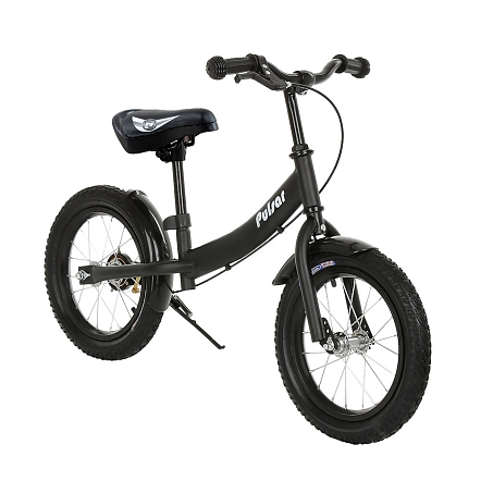 **PITUSO Беговел Pulsar, колеса AIR 14", тормоз, подножка,Black matt/Черный матовый 