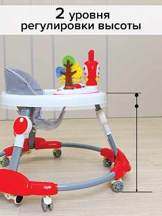 BAMBOLA Ходунки Зайчик (круглые) (6 силик.кол,игр.,муз) 6 шт/уп (67*67*55) Red/Красный