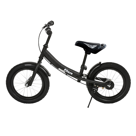 **PITUSO Беговел Pulsar, колеса AIR 14", тормоз, подножка,Black matt/Черный матовый 